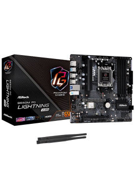 Материнська плата AM5 ASRock B650M PG Lightning WiFi, B650, 4xDDR5, Int.Video (CPU), 4xSATA3, 3xM.2, 1xPCI-E 4.0 x16, 1xPCI-E 3.0 x16, ALC897, RTL8125BG, WiFi 6E, Bluetooth 5.2, 9xUSB3.2/8xUSB2.0, HDMI/DP, MicroATX