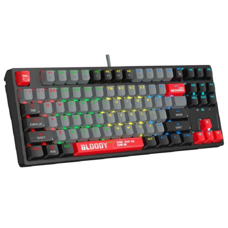 Клавіатура Bloody S87 Energy Red, механічна, ігрова, USB, RGB підсвічування, BLMS TKL Switch