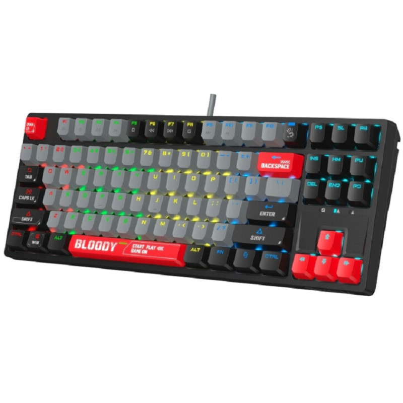 Клавіатура Bloody S87 Energy Red, механічна, ігрова, USB, RGB підсвічування, BLMS TKL Switch