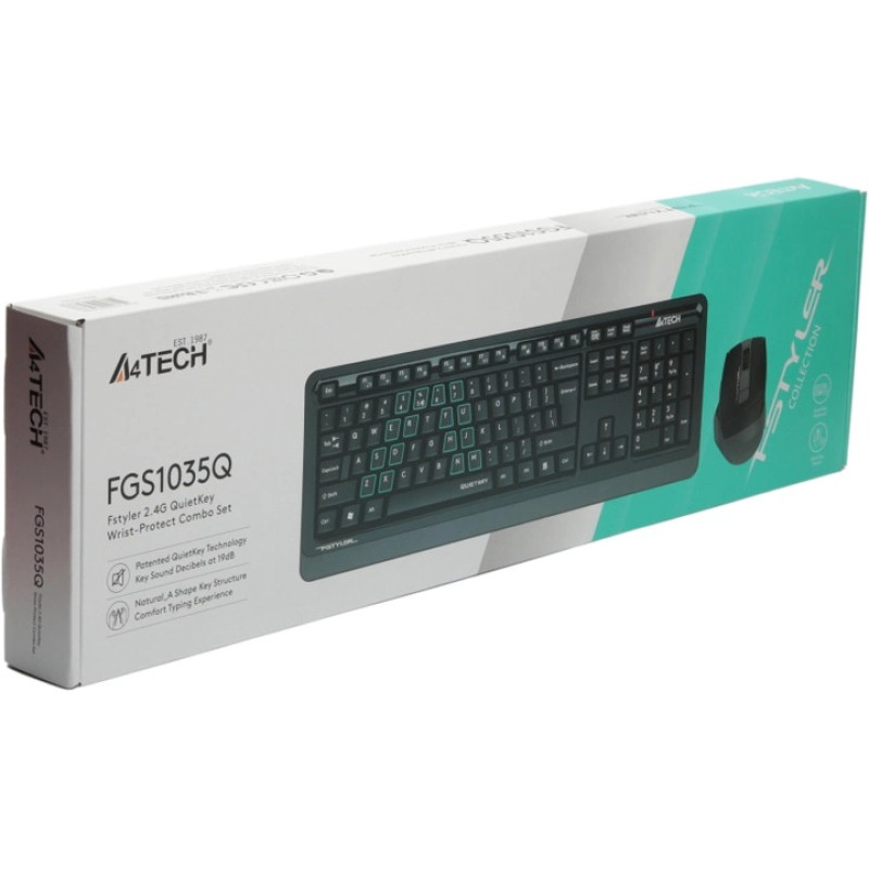 Комплект бездротовий A4Tech Fstyler FGS1035Q Grey, радіус дії до 15 м