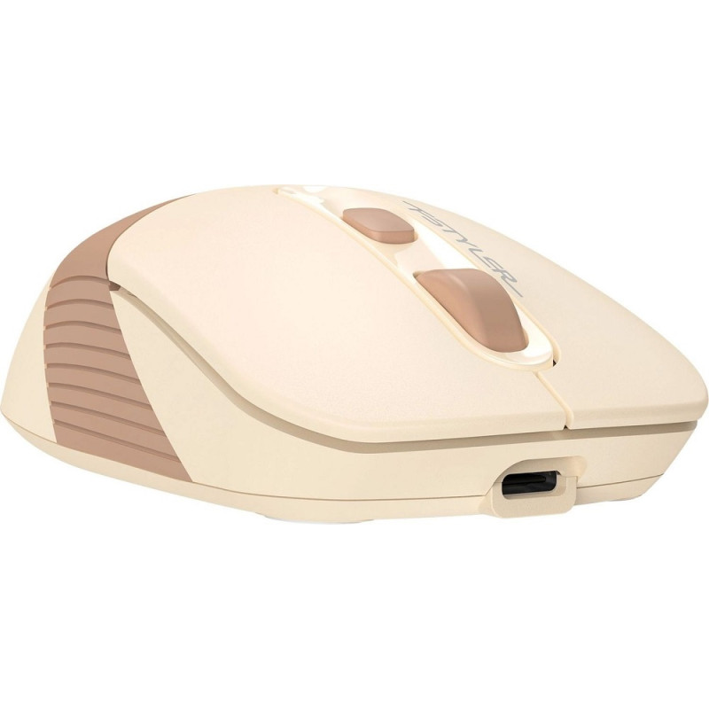 Миша A4Tech Fstyler FG10CS, Desk+Air, Cafe Latte, оптична, бездротова, 1000/1600/2000 dpi, 4 кнопки, вбудований акумулятор, USB/USB Type-C