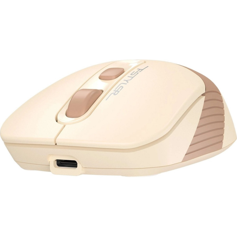 Миша A4Tech Fstyler FG10CS, Desk+Air, Cafe Latte, оптична, бездротова, 1000/1600/2000 dpi, 4 кнопки, вбудований акумулятор, USB/USB Type-C