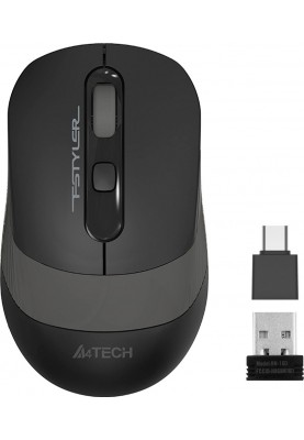 Миша A4Tech Fstyler FG10CS, Desk+Air, Stone Grey, оптична, бездротова, 1000/1600/2000 dpi, 4 кнопки, вбудований акумулятор, USB/USB Type-C