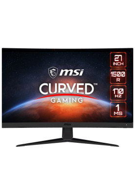 Монітор вигнутий 27" MSI G27C5 E2, Black, WLED, VA, 1920x1080 (16:9), 1 мс, 170 Гц, 250 кд/м², 3000:1, 1500R, 178°/178°, 2xHDMI/DP, VESA 100x100 мм, Adaptive Sync