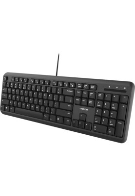 Клавіатура Canyon HKB-20, Black, USB, ультратонка, 104 кнопки, 13 мультимедіа-функцій, безшумні клавіші з преміальними перемикачами, 1.8 м (CNS-HKB02)