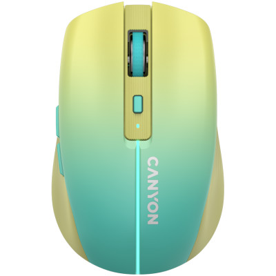 Миша бездротова Canyon MW-44, Yellow/Blue, Bluetooth / USB 2.4GHz, оптична, 800 - 1600 dpi, 8 кнопок, акумулятор 500 mAh (CNS-CMSW44UA)