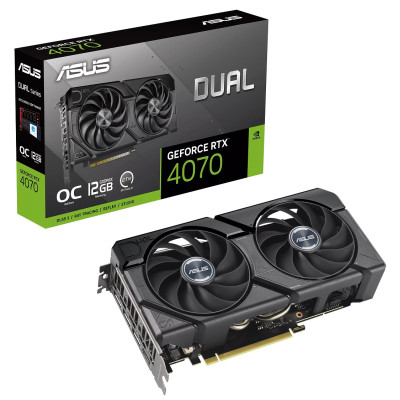 Відеокарта GeForce RTX 4070, Asus, DUAL EVO OC, 12Gb GDDR6X, 192-bit, HDMI/3xDP, 2550/21000 MHz, 8-pin (DUAL-RTX4070-O12G-EVO)