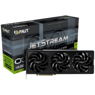 Відеокарта GeForce RTX 4070 Ti SUPER, Palit, JetStream OC, 16Gb GDDR6X, 256-bit, HDMI/3xDP, 2640/21000 MHz, 16-pin (NED47TSS19T2-1043J)