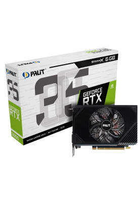 Відеокарта GeForce RTX 3050, Palit, StormX, 6Gb GDDR6, 96-bit, DVI/HDMI/DP, 1470/14000 MHz (NE63050018JE-1070F)