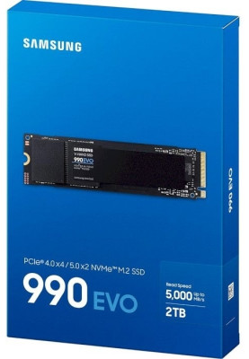 Твердотільний накопичувач M.2 2Tb, Samsung 990 Evo, PCI-E 4.0 x4, 3D TLC, 5000/4200 MB/s (MZ-V9E2T0BW)