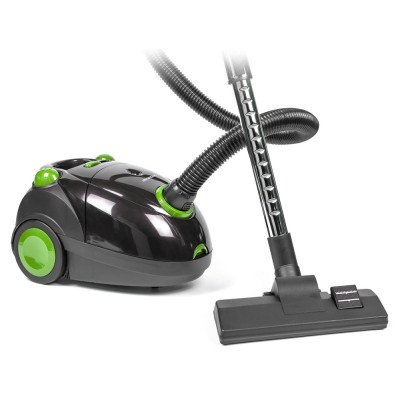Пилосос Holmer HVC-08 ECO, Black/Green, 900W, мішковий, об'єм пилезборника 2л, багаторазовий мішок, насадки: універсальна щітка підлога/килим; 2в1 для м'яких меблів і щілинна, телескопічна трубка, багатоступінчастий мікрофільтр