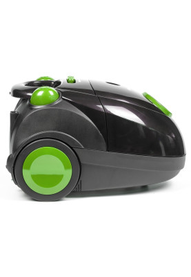 Пилосос Holmer HVC-08 ECO, Black/Green, 900W, мішковий, об'єм пилезборника 2л, багаторазовий мішок, насадки: універсальна щітка підлога/килим; 2в1 для м'яких меблів і щілинна, телескопічна трубка, багатоступінчастий мікрофільтр