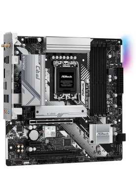 Материнська плата LGA1700, ASRock B760 Pro RS/D4 WIFI, B760, 4xDDR4, Int.Video(CPU), 4xSATA3, 3xM.2, 2xPCI-E 16x 4.0, 1xPCI-E 16x 3.0, 1xPCI-E 1x 3.0, ALC897, RTL8125BG, WiFi 6E, Bluetooth 5.3, 9xUSB3.2/4xUSB2.0, Type-C, HDMI/DP, CrossFire, ATX