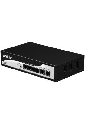 Комутатор 2E PowerLink SP402F, Black, некерований, 4xFE PoE 10/100M, 2xFE Uplink 10/100M, 55 Вт, автовизначення полярності (2E-SP402F-2)