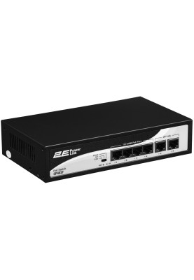 Комутатор 2E PowerLink SP402F, Black, некерований, 4xFE PoE 10/100M, 2xFE Uplink 10/100M, 55 Вт, автовизначення полярності (2E-SP402F-2)