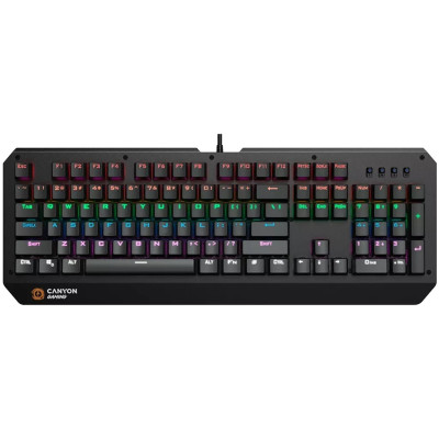 Клавіатура Canyon GK-6 "Hazard", Black, USB, механічна (Blue switches), 104 кнопки, 20 типів підсвічування, 1.8 м (CND-SKB6-RU)
