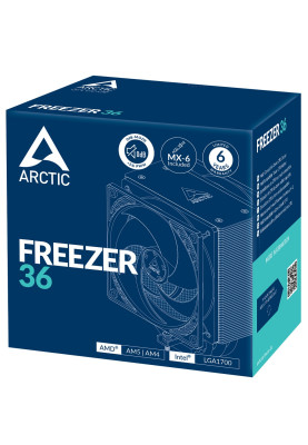 Кулер для процесора Arctic Freezer 36, алюміній/мідь, 2x120 мм, для Intel 1700, AMD AM5/AM4, висота 159 мм (ACFRE00121A)