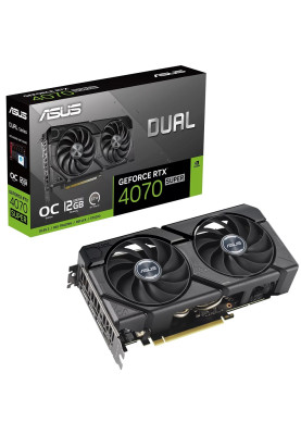 Відеокарта GeForce RTX 4070 SUPER, Asus, DUAL EVO OC, 12Gb GDDR6X, 192-bit, HDMI/3xDP, 2550/21000 MHz, 16-pin (DUAL-RTX4070S-O12G-EVO)
