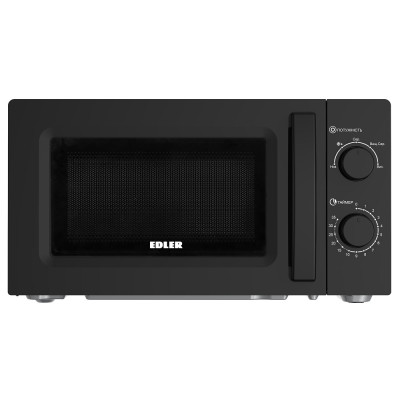 Мікрохвильова піч Edler ED-2072B, Black, 700W, 20 л, звичайна (соло), 5 рівнів потужності, керування механічне, розморожування, захист від дітей, зовнішня ручка