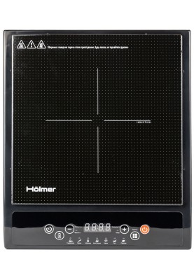 Настільна плита Holmer HIP-252C, Black, 2000W, індукційна, 1 зона нагріву 17см, 8 рівнів температури, 7 режими приготування, керування сенсорне, розпізнавання розміру посуду, автовідключення
