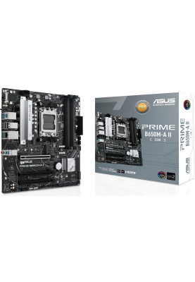 Материнська плата AM5 Asus PRIME B650M-A II-CSM, B650, 4xDDR5, Int.Video (CPU), 4xSATA3, 2xM.2, 3xPCI-E 4.0 x16, Realtek 7.1, Realtek 2.5Gb, 6xUSB3.2/6xUSB2.0, VGA/HDMI/DP, MicroATX