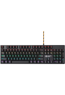 Клавіатура Canyon GK-4 "Deimos", Black, USB, механічна (Blue switches), 104 кнопки, 20 типів підсвічування, 1.8 м (CND-SKB4-US)