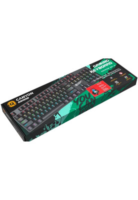 Клавіатура Canyon GK-4 "Deimos", Black, USB, механічна (Blue switches), 104 кнопки, 20 типів підсвічування, 1.8 м (CND-SKB4-US)