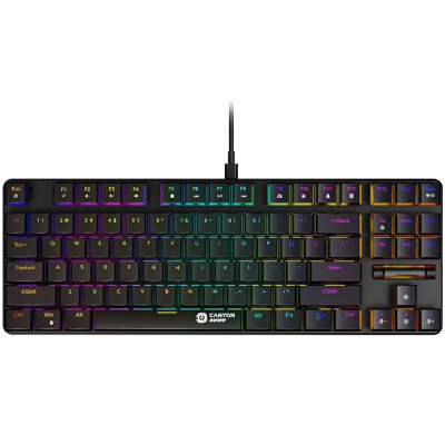 Клавіатура Canyon GK-50 "Cometstrike TLK", Black, USB, механічна (MX Red), 87 кнопок, 20 типів підсвічування, 1.8 м (CND-SKB50-US)