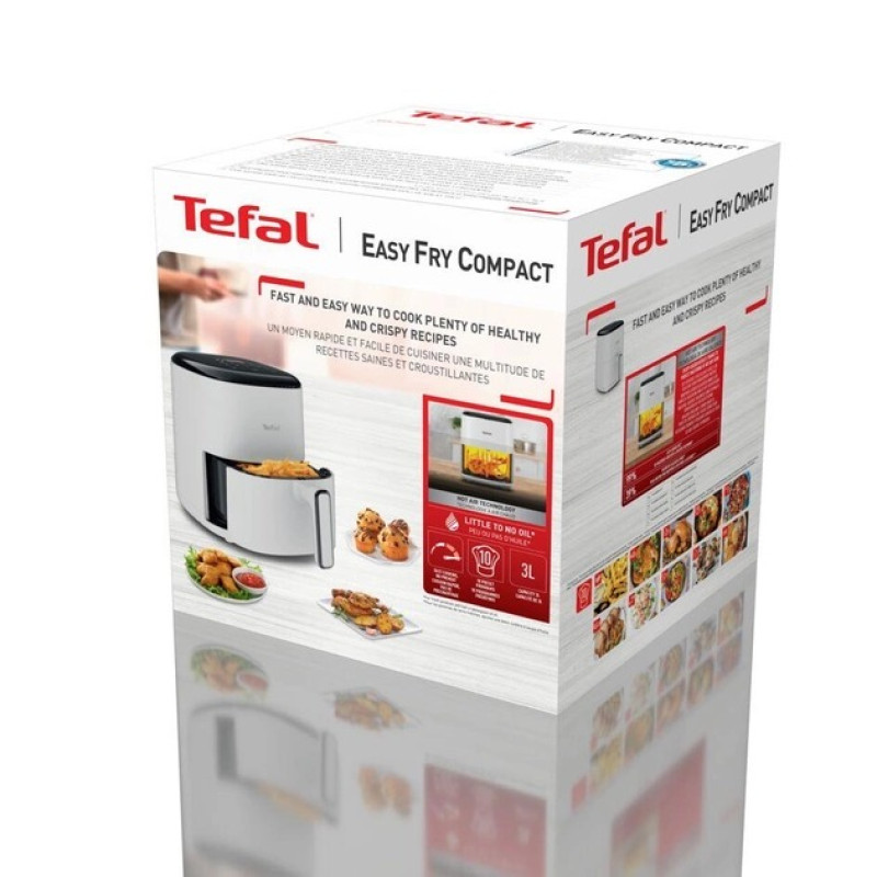 Мультипіч Tefal EasyFry Compact EY145A10, White/Black, 1300W, 3л, 10 програм, керування сенсорне, дисплей, таймер, автовідключення, сіточка для стікання жиру, антипригарне покриття чаші, 80-200˚C, можна мити в посудомийній машині