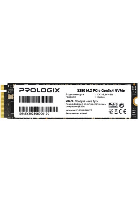 Твердотільний накопичувач SSD 256Gb, ProLogix S380, PCI-E 3.0 x4, M.2 2280, 3D TLC, 2300/2000 МБ/с (PRO256GS380)