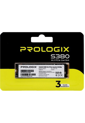 Твердотільний накопичувач SSD 256Gb, ProLogix S380, PCI-E 3.0 x4, M.2 2280, 3D TLC, 2300/2000 МБ/с (PRO256GS380)
