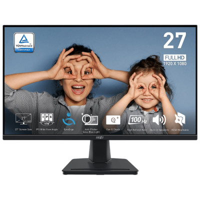 Монітор 27" MSI PRO MP275, Black, WLED, IPS, 1920x1080 (16:9), 1 мс, 100 Гц, 300 кд/м², 1000:1, 178°/178°, VGA/HDMI, 2x2 Вт, VESA 100x100 мм, Adaptive Sync