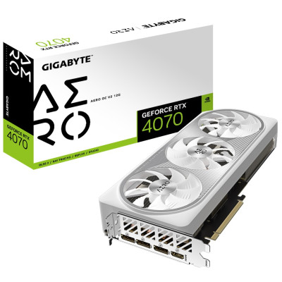 Відеокарта GeForce RTX 4070, Gigabyte, AERO OC V2, 12Gb GDDR6X, 192-bit, HDMI/3xDP, 2565/21000 MHz, 8-pin (GV-N4070AERO OCV2-12GD)