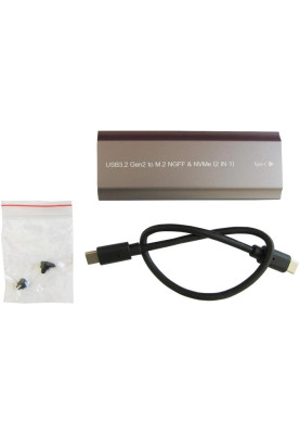 Кишеня зовнішня M.2 Dynamode, Grey, NVMe / SATA, Type-C (USB 3.2), формат 2230/2242/2260/2280, алюмінієвий корпус (DM-CAD-SSD05)