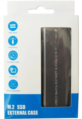 Кишеня зовнішня M.2 Dynamode, Grey, NVMe / SATA, Type-C (USB 3.2), формат 2230/2242/2260/2280, алюмінієвий корпус (DM-CAD-SSD05)