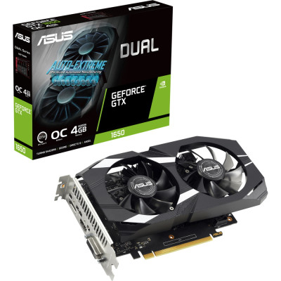 Відеокарта GeForce GTX 1650, Asus, DUAL EVO, 4Gb GDDR6, 128-bit, DVI-D/HDMI/DP, 1620/12000 MHz, 6-pin (DUAL-GTX1650-4GD6-P-EVO)