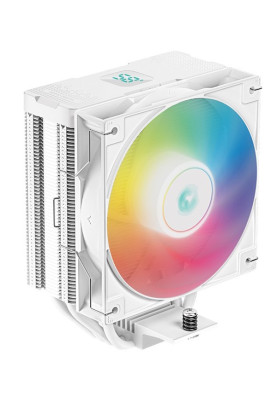 Кулер для процесора Deepcool AG400 DIGITAL ARGB, White, алюміній/мідь, 1x120 мм ARGB, для Intel 1700/1200/115x, AMD AMx/FMx, цифровий екран, висота 150 мм (R-AG400-WHADMN-G-1)