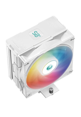 Кулер для процесора Deepcool AG400 DIGITAL ARGB, White, алюміній/мідь, 1x120 мм ARGB, для Intel 1700/1200/115x, AMD AMx/FMx, цифровий екран, висота 150 мм (R-AG400-WHADMN-G-1)