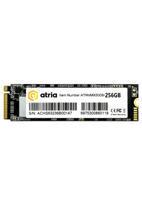 Твердотільний накопичувач M.2 256Gb, Atria X500S, PCI-E 3.0 x4, 3D TLC, 2300/1400 MB/s (ATNVMX500S/256)