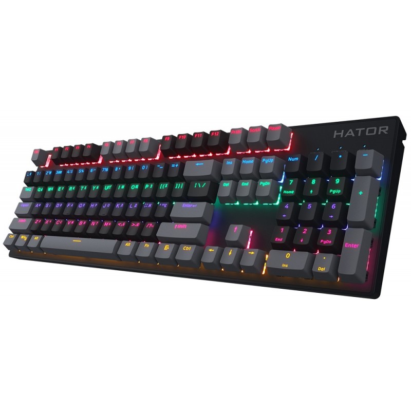 Клавіатура Hator Starfall Rainbow Origin Blue, Black, USB, механічна, 104 кнопки, RGB підсвічування (HTK-609-BBG)