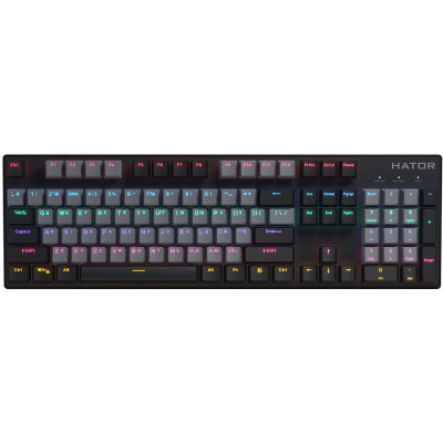 Клавіатура Hator Starfall Rainbow Origin Blue, Black/Grey, USB, механічна, 104 кнопки, RGB підсвічування (HTK-609-BGB)