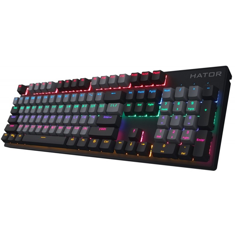 Клавіатура Hator Starfall Rainbow Origin Red, Black, USB, механічна, 104 кнопки, RGB підсвічування (HTK-608-BGB)