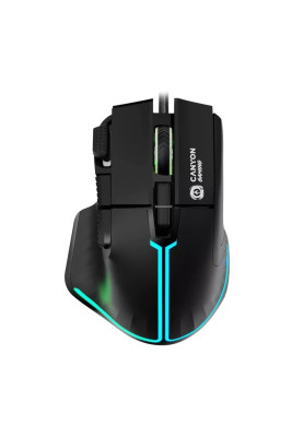 Миша Canyon GM-636 "Fortnax", Black, USB, оптична (сенсор Sunplus 6662), до 20 000 dpi, RGB-підсвічування, 9 програмованих кнопок, 1.65 м (CND-SGM636B)