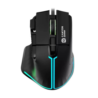 Миша Canyon GM-636 "Fortnax", Black, USB, оптична (сенсор Sunplus 6662), до 20 000 dpi, RGB-підсвічування, 9 програмованих кнопок, 1.65 м (CND-SGM636B)