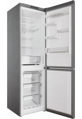 Холодильник Indesit INFC9 TI22X, Inox, двокамерний, ниж. мор. камера, No Frost, інвертор, загальний об'єм 367L, корисний об'єм 263L/104L, електронне керування, LED індикація, зона свіжості, A++, 202.7x59.6x67.8см