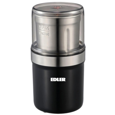 Кавомолка Edler EDCG-3011, Black, 200W, 100 г, корпус пластиковий, ніж та чаша з нержавіючої сталі,протиковзці ніжки, в комплекті щіточка