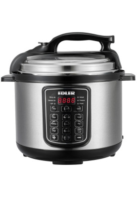 Мультиварка-скороварка Edler ED-PC1806, Black/Silver, 900W, електронне кнопкове управління, чаша 5л, дисплей, програм 16, антипригарне покриття, таймер відстрочки, автопідігрів, автоматичний контроль тиску