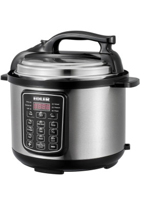 Мультиварка-скороварка Edler ED-PC1806, Black/Silver, 900W, електронне кнопкове управління, чаша 5л, дисплей, програм 16, антипригарне покриття, таймер відстрочки, автопідігрів, автоматичний контроль тиску
