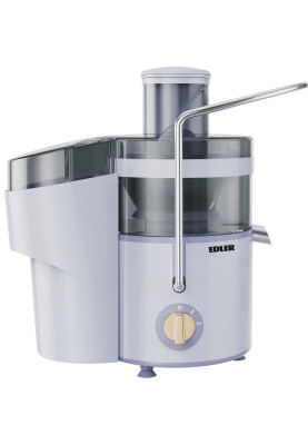 Соковитискач Edler EDJU-1248, White, 400W, відцентрова, 2 швидкості, горловина "ціле яблуко" 75мм, контейнер для м'якоті 1000мл, лезо і фільтр з нерж. сталі, носик із захистом проти проливання