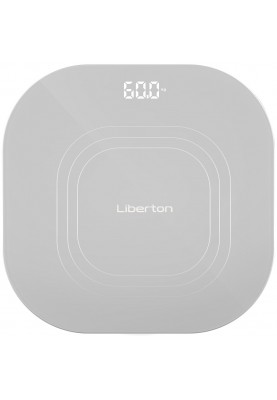 Ваги підлогові Liberton LBS-0814 SMART, Grey, LCD-дисплей, синхронизація по Bluetooth, максимальна вага 180кг, точність вимірювання 50г, матеріал поверхні ударостійке скло, індикатор заряду, індикатор перевантаження, живлення 3*AAA (у комплекті)